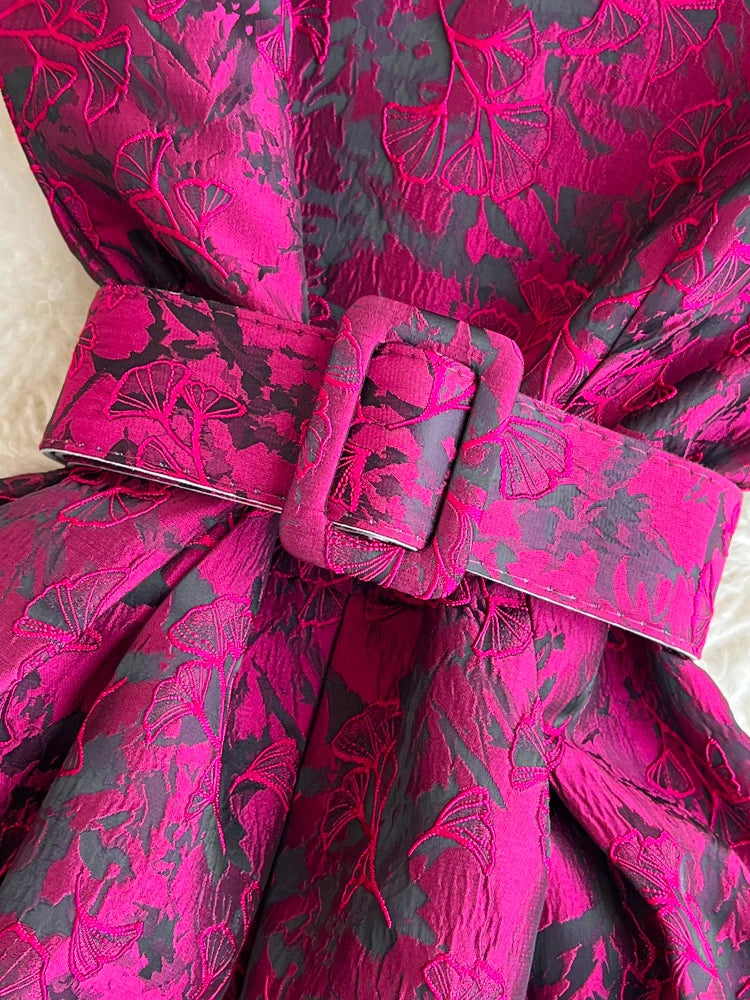 Women Vintage Floral Dresses Summer Slim A-line Sleeveless Party Dresses Ladies Elegant O-neck Casual Midi Dress Vestidos