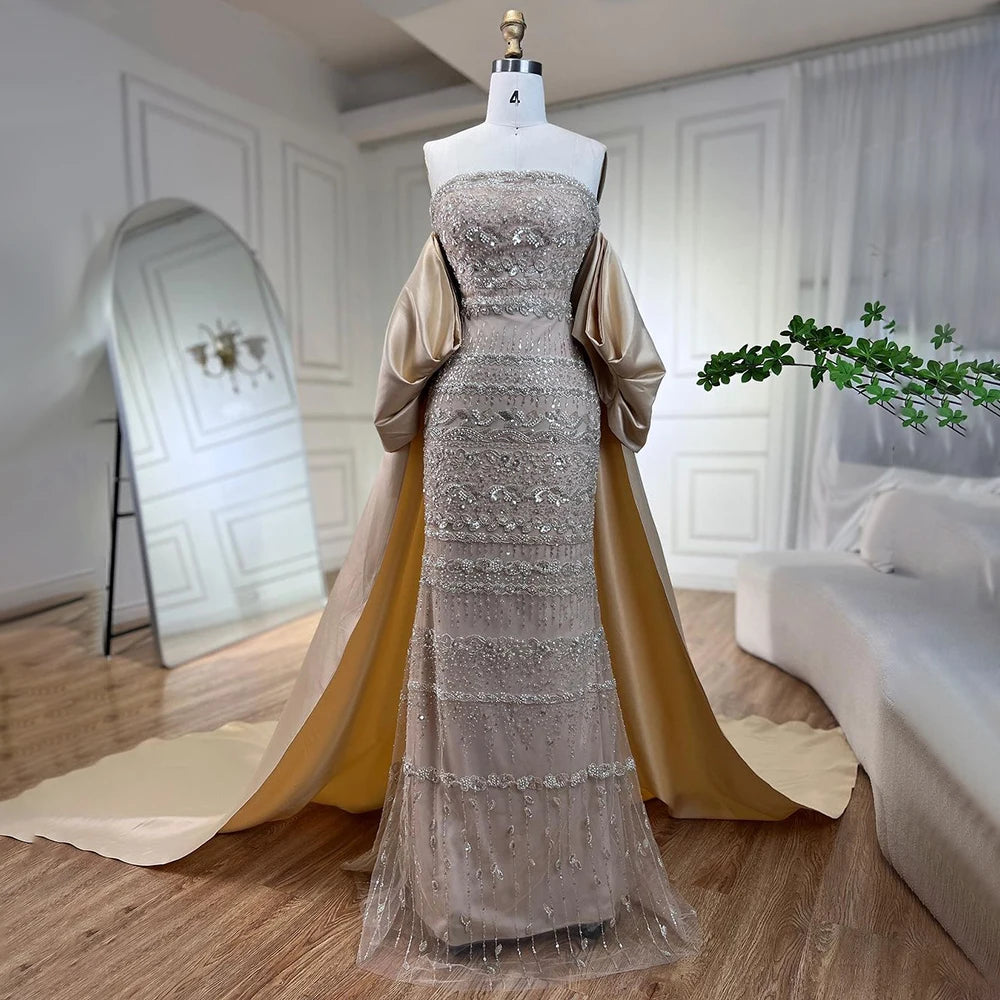 Serene Hill-Sage Green Mermaid Evening Dresses for Women, Strapless, Elegant, Sexy, Beaded, Wedding Party, 2023, BLA72126