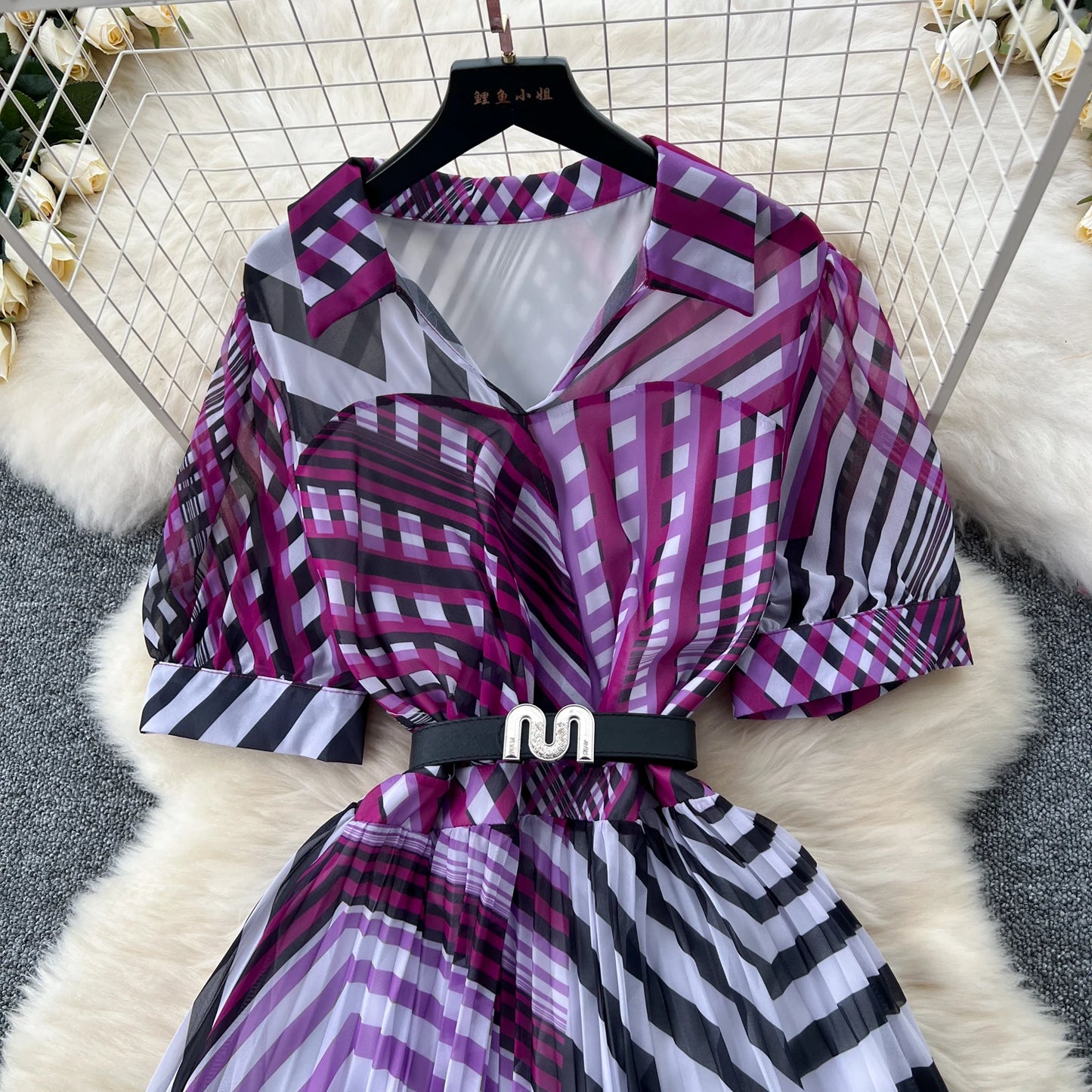 Retro Elegant summer asymmetrical print Dress sashes short Sleeve Vacation Party Women Vestidos dresses