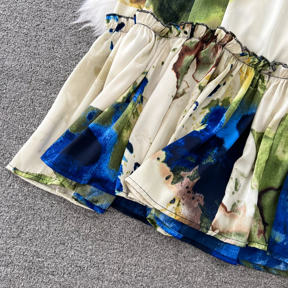 Women Casual A-Line Vintage Floral Long Dress Autumn Elegant Chic Party Boho Maxi Dresses Beach Holiday Female Vestidos New
