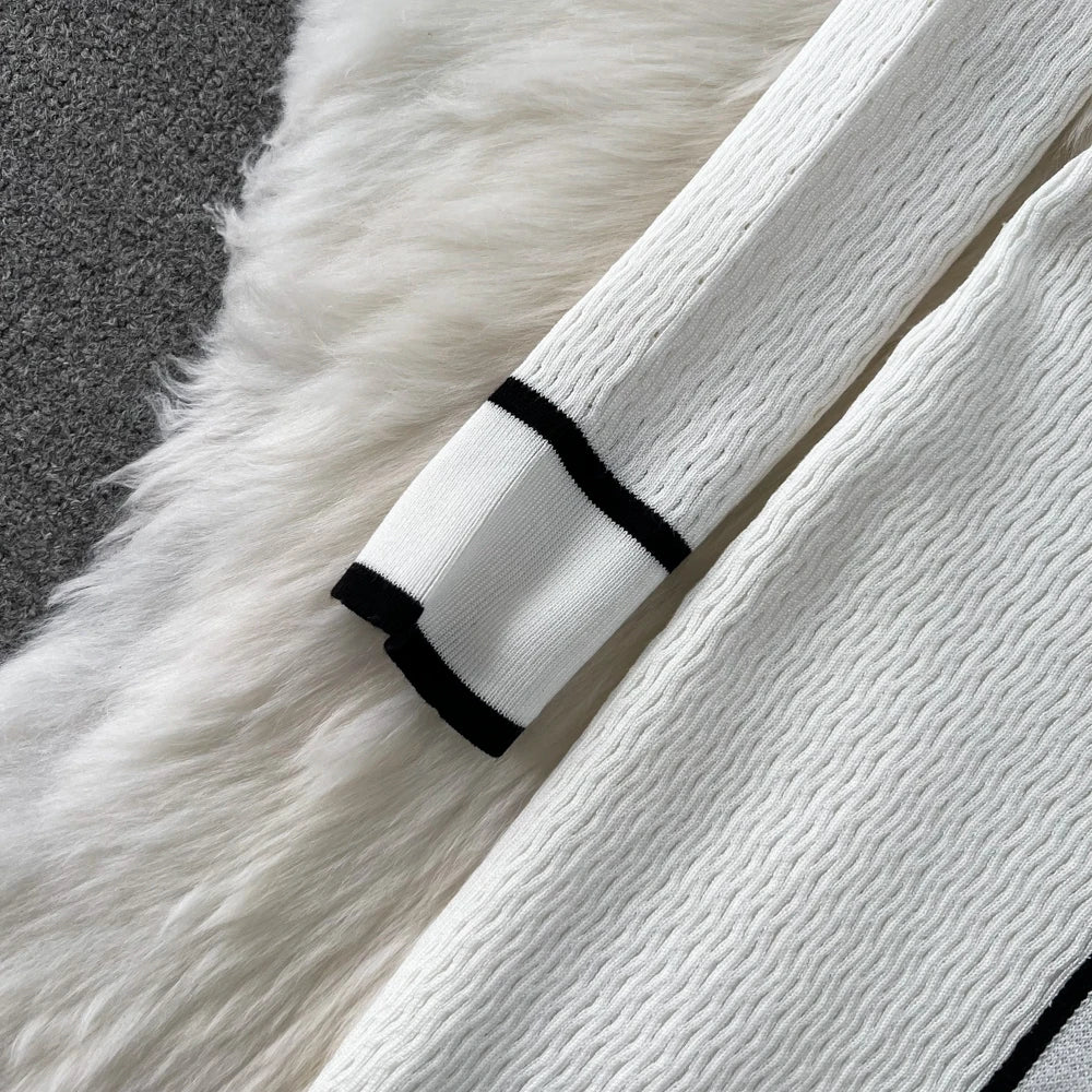 Women Elegant Bodycon Slim Party Knitted Dress Long Sleeve O-Neck Vintage Chic Prom Birthday Vestidos Autumn Female Long Robe