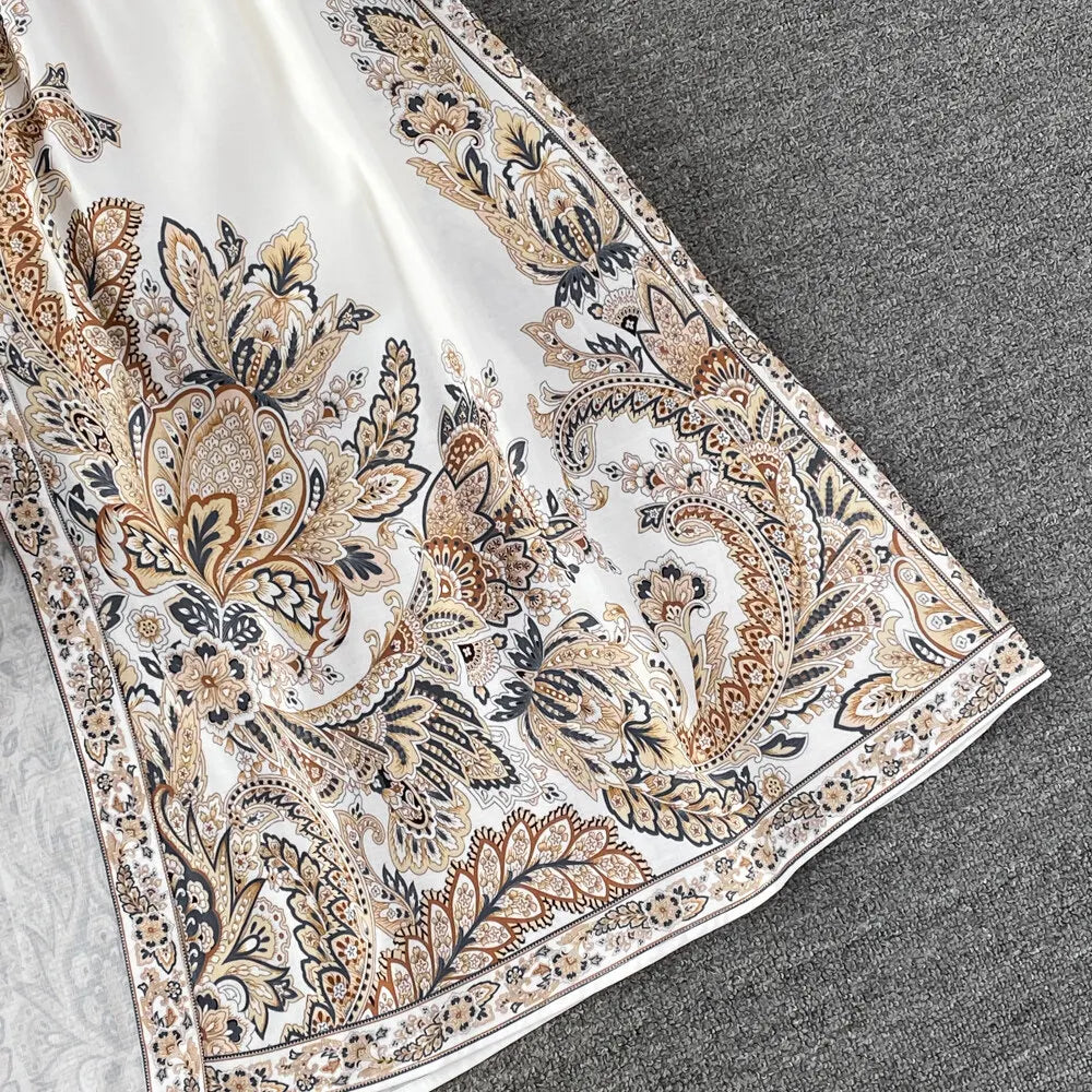 Women Vintage Long Dress Fashion Print A-line Ruffled Elegant Floral Party Dresses Ladies Long Sleeve Casual Long Robe Vestidos