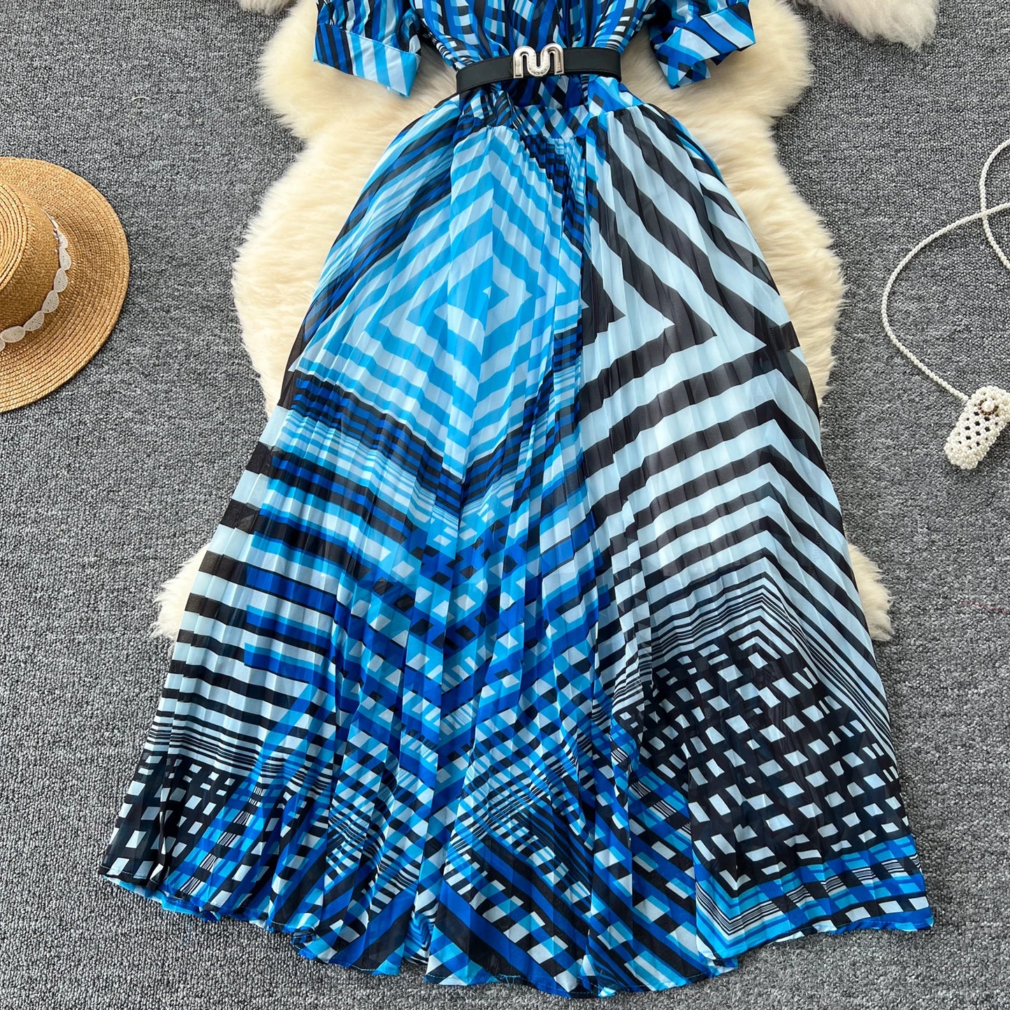 Retro Elegant summer asymmetrical print Dress sashes short Sleeve Vacation Party Women Vestidos dresses