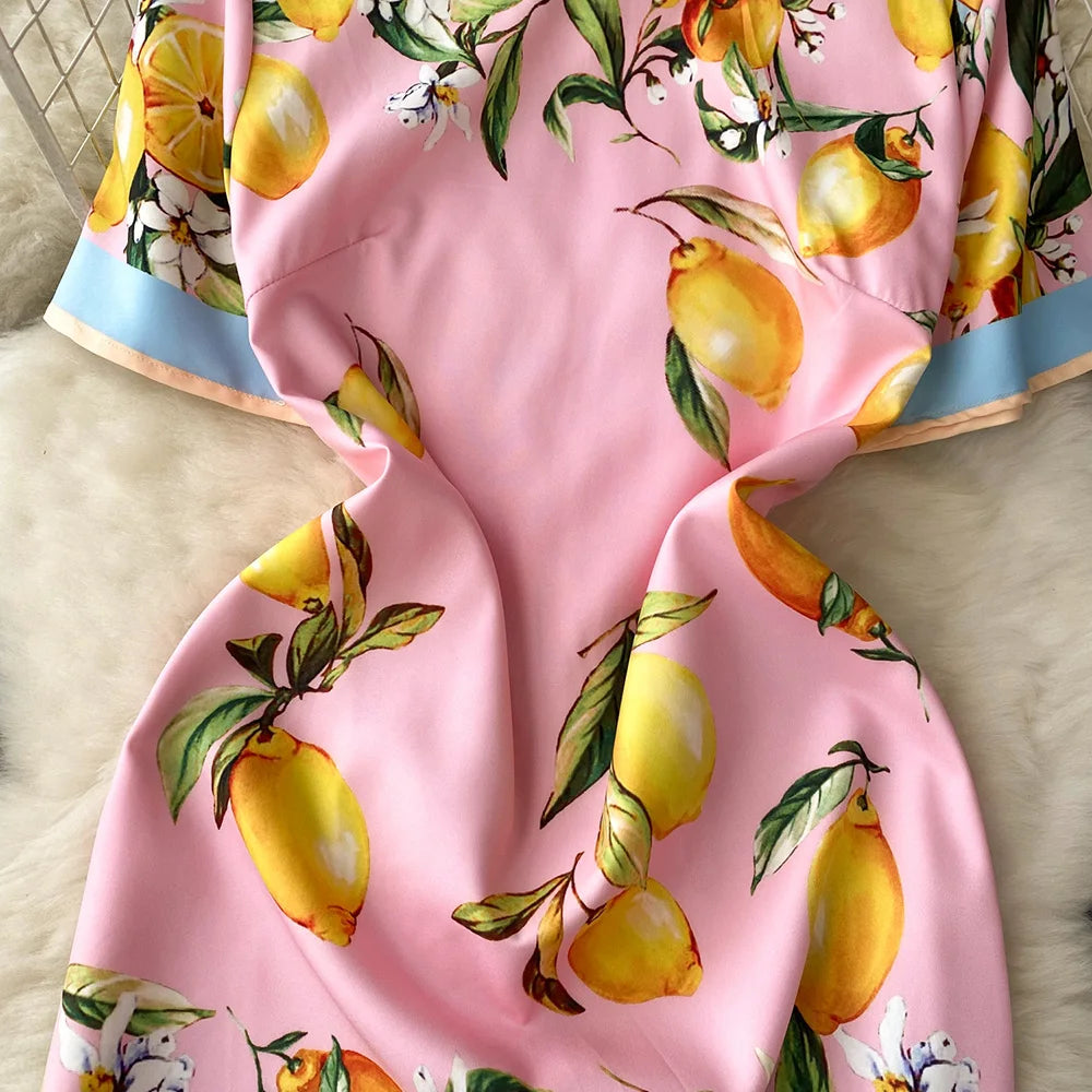 Summer Dresses Fashion Women Clothing 2023 Wedding Party Elegant Vintage Print Dress Round Neck Short Sleeve Straight Mini Dress