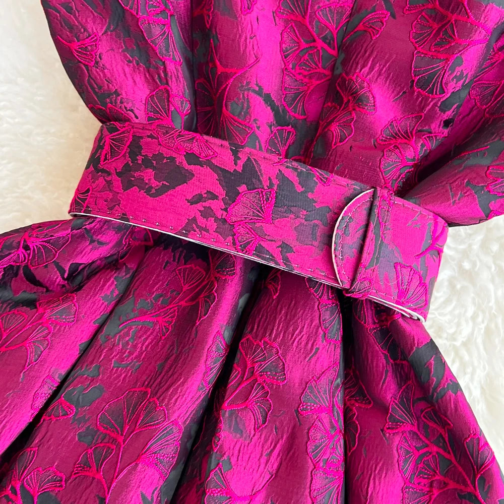 Women Vintage Floral Dresses Summer Slim A-line Sleeveless Party Dresses Ladies Elegant O-neck Casual Midi Dress Vestidos