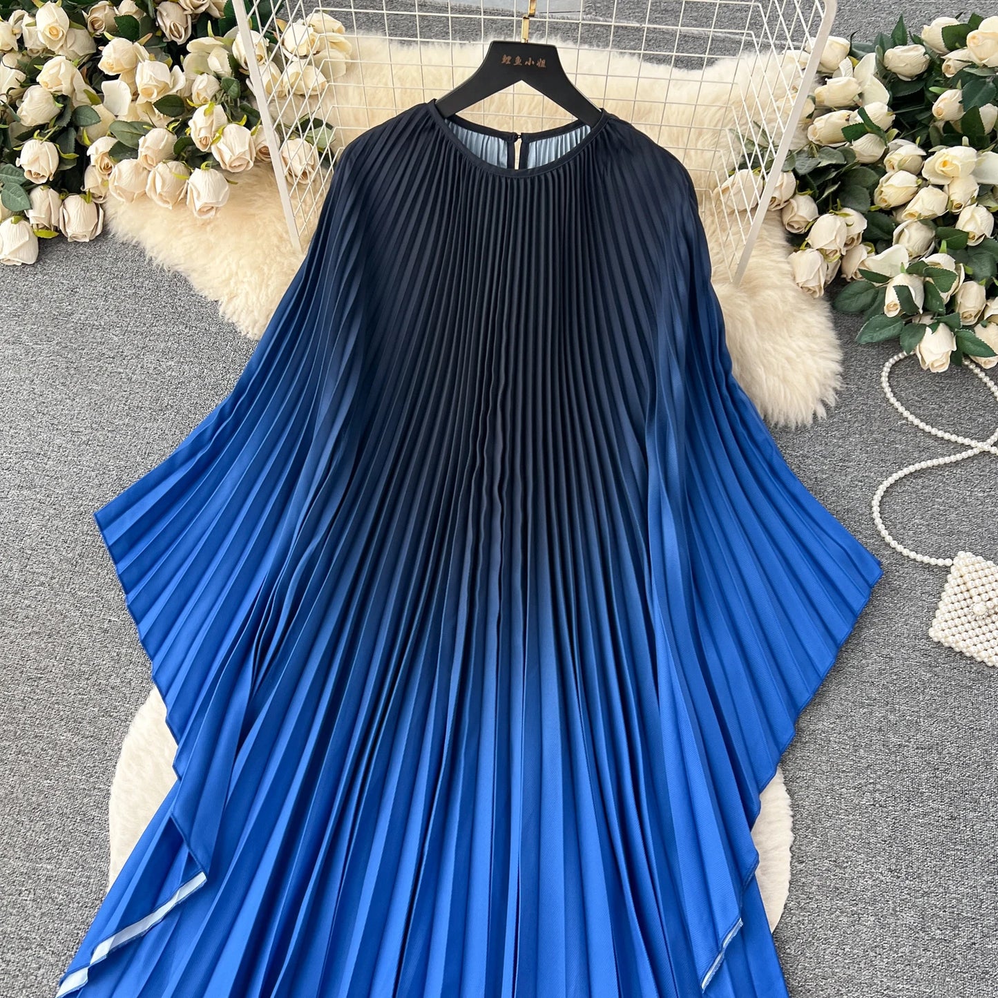 Vintage Print Elegant O-neck Batwing Sleeve Dress A-line Casual Belt Fashion Dress Women Fashion Summer Spring Vestidos