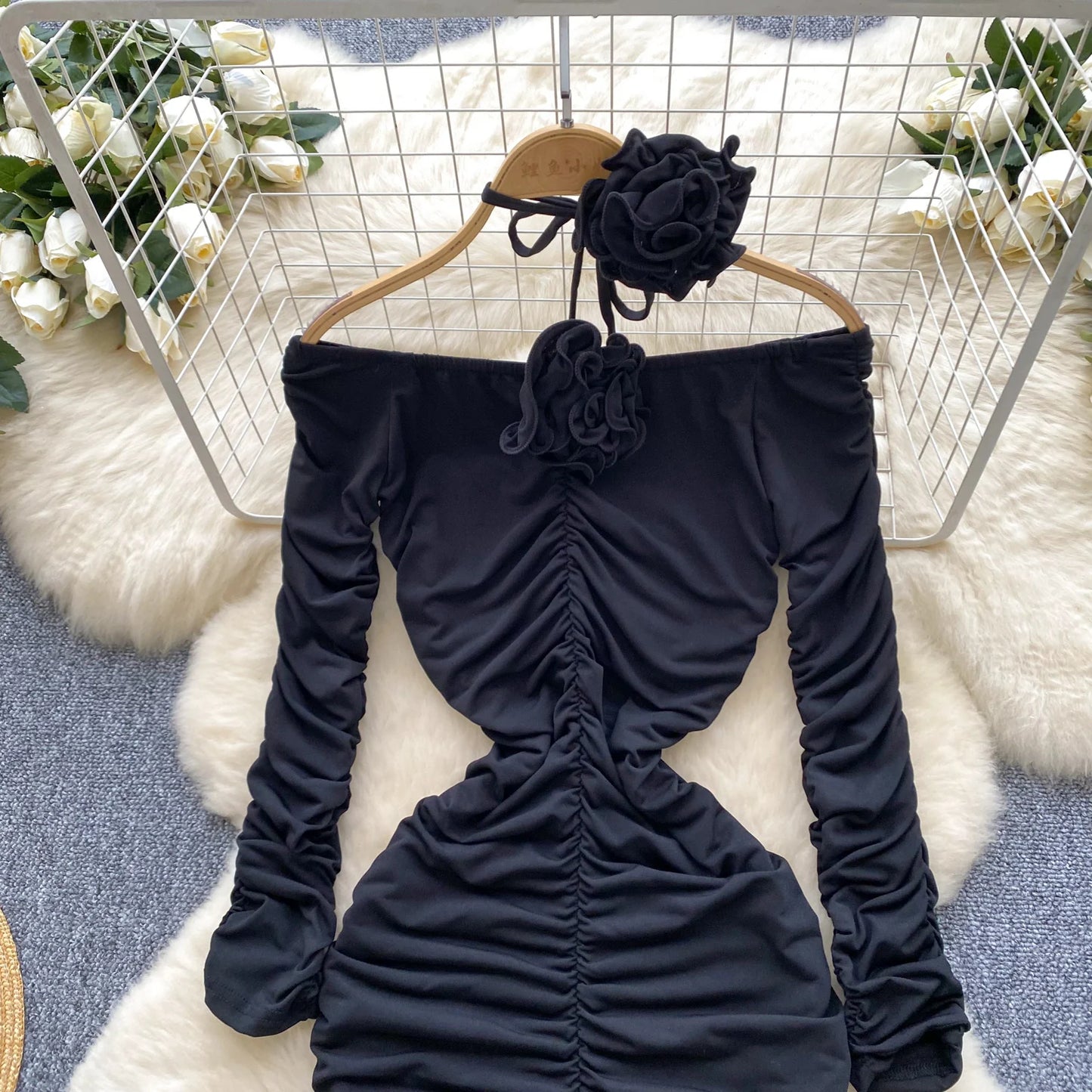Sexy Elegant and Chic Women Pleated Mermaid Dress Strapless Bodycon Slim Evening Party Christmas Dresses Female Clothes Mujers