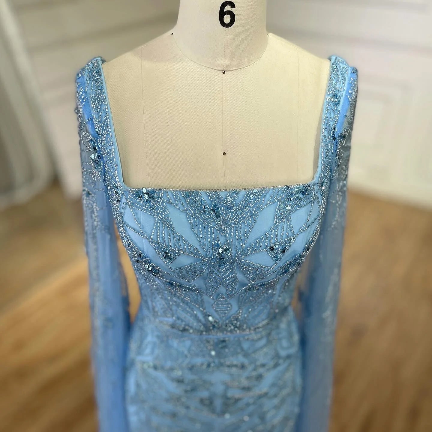 SERENE HILL 2024 Arabic Nude Cape Sleeves Mermaid Dubai Evening Dresses Beaded Luxury Wedding Party Gowns For Women GLA72261
