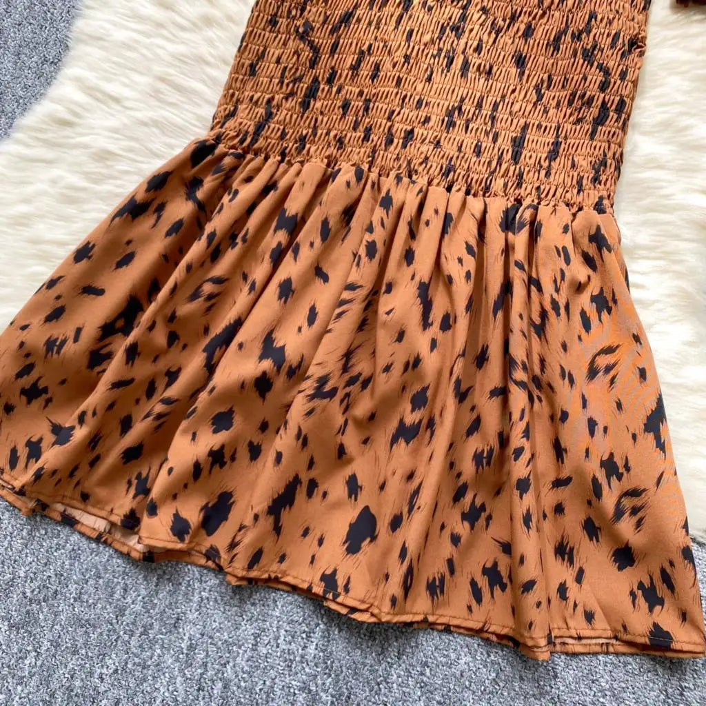 Women Casual Vintage Print Ruffle Long Dress Autumn Elegant V Neck Lantern Sleeve Party Mermaid Dresses Holiday Female Mujer New