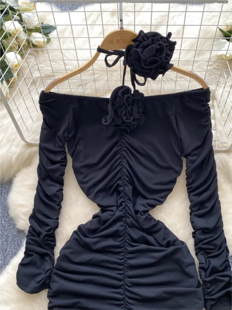 Sexy Elegant and Chic Women Pleated Mermaid Dress Strapless Bodycon Slim Evening Party Christmas Dresses Female Clothes Mujers