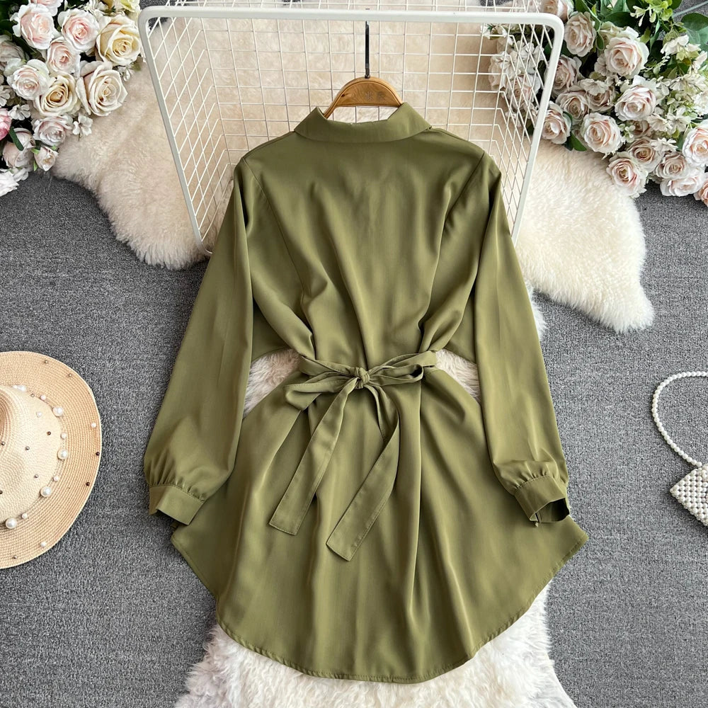 Autumn Women Elegant Casual Solid Shirts Tops Long Sleeve Vintage Party Birthday Blusas Female Chic Outerwear Blouses Clothes