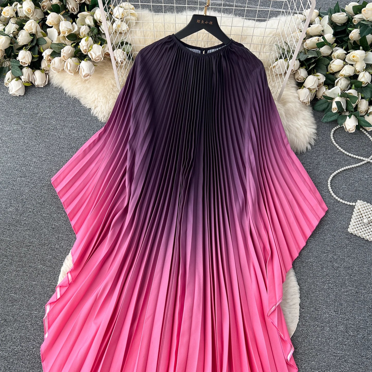 Vintage Print Elegant O-neck Batwing Sleeve Dress A-line Casual Belt Fashion Dress Women Fashion Summer Spring Vestidos