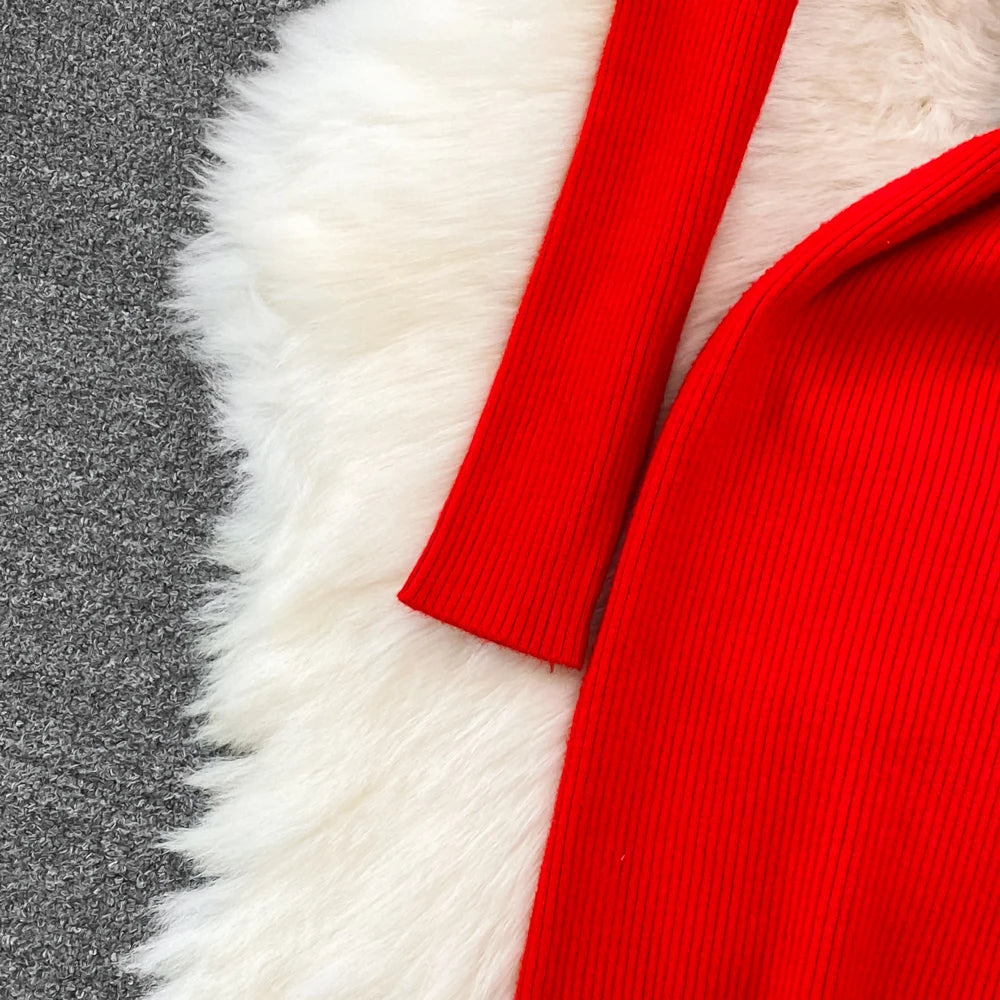 Elegant Turtleneck Long Sleeve Knit Soft Tight Pencil Dress with Belt Slim Fashion Warm Sweater Vestido Sexy Women Winter Robe