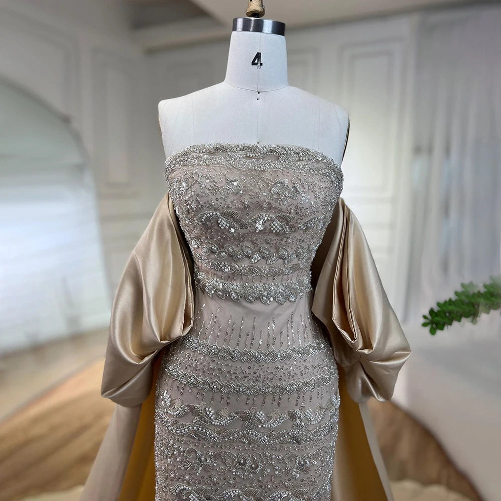 Serene Hill-Sage Green Mermaid Evening Dresses for Women, Strapless, Elegant, Sexy, Beaded, Wedding Party, 2023, BLA72126