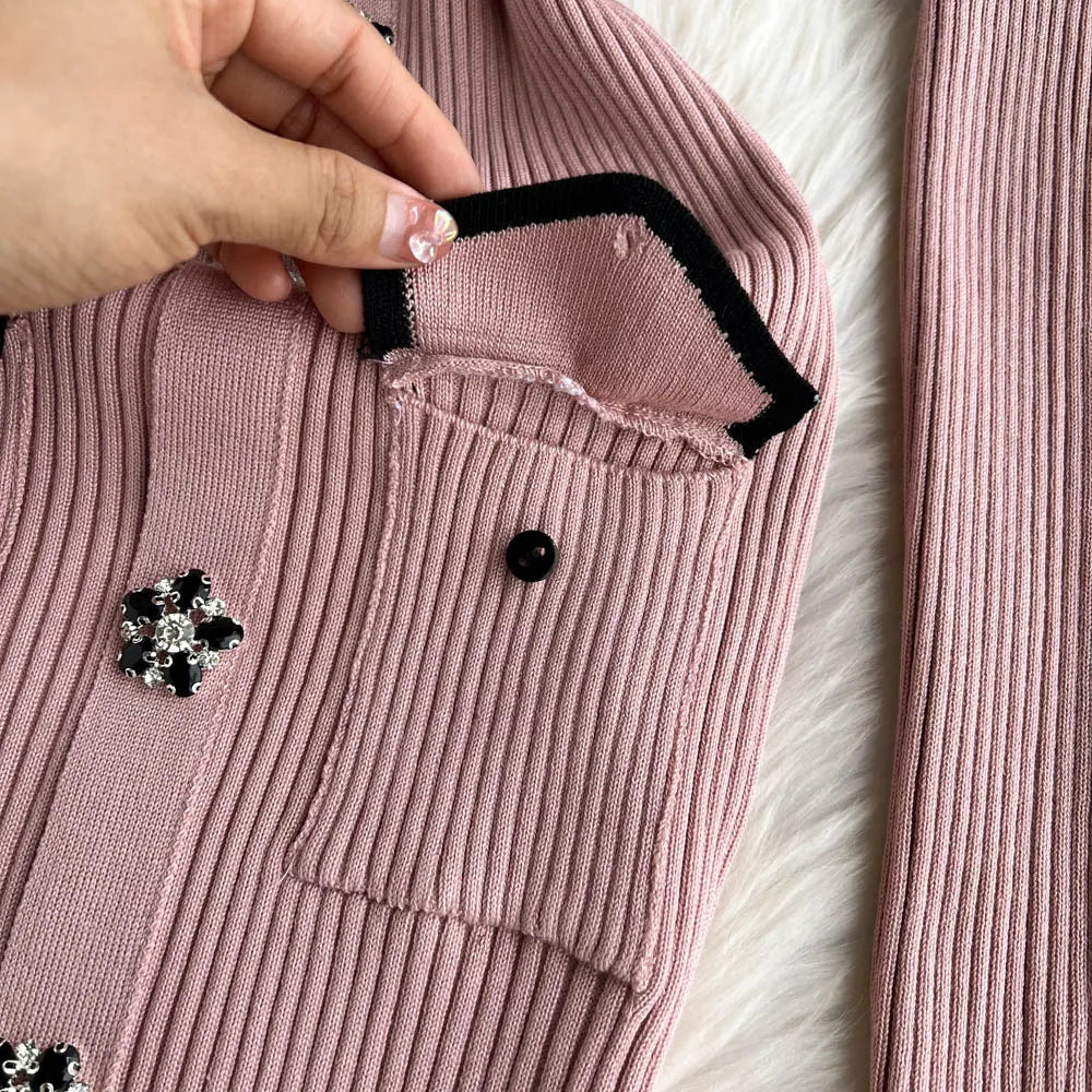 Women Elegant Chic Long Sleeve Sexy Slim Bodycon Dress Vintage Korean Fashion Knit Tight Vestido Autumn Winter Sweater Robe