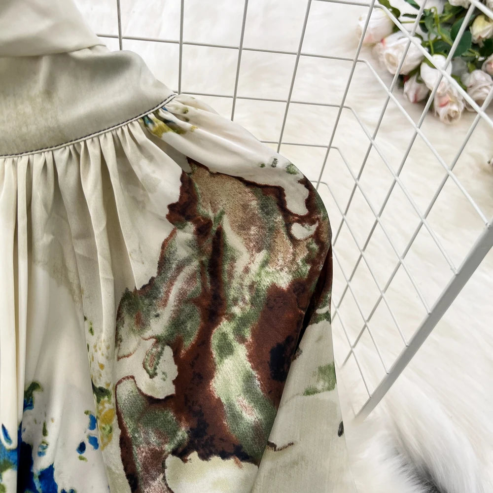 Women Casual A-Line Vintage Floral Long Dress Autumn Elegant Chic Party Boho Maxi Dresses Beach Holiday Female Vestidos New