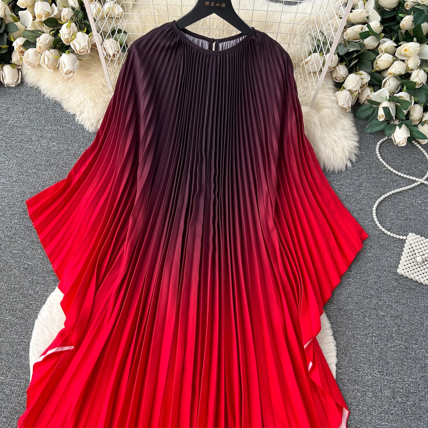 Vintage Print Elegant O-neck Batwing Sleeve Dress A-line Casual Belt Fashion Dress Women Fashion Summer Spring Vestidos