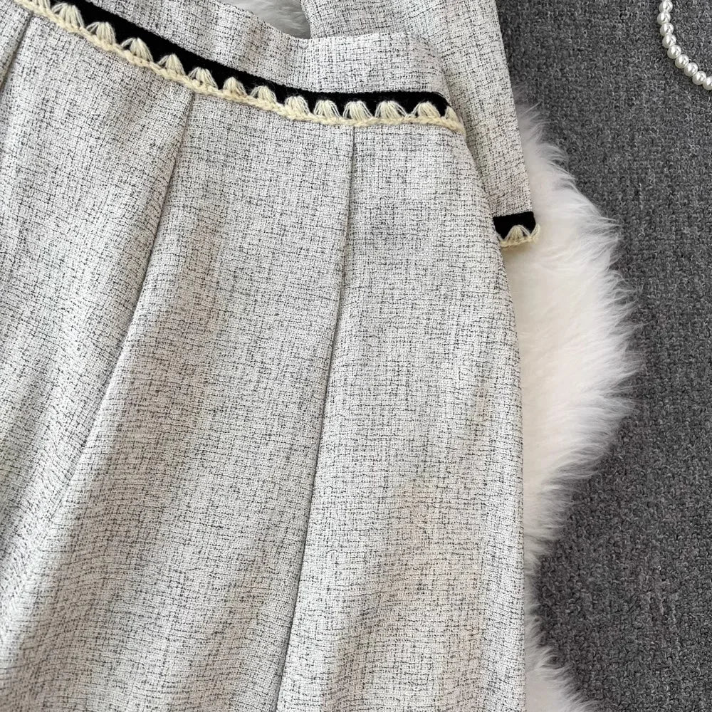 Small Fragrance Elegant 2-Piece Set Spring Autumn Trendy Women's Outfit O-Neck Short Coat+High Waist Midi A-line Skirt Suit