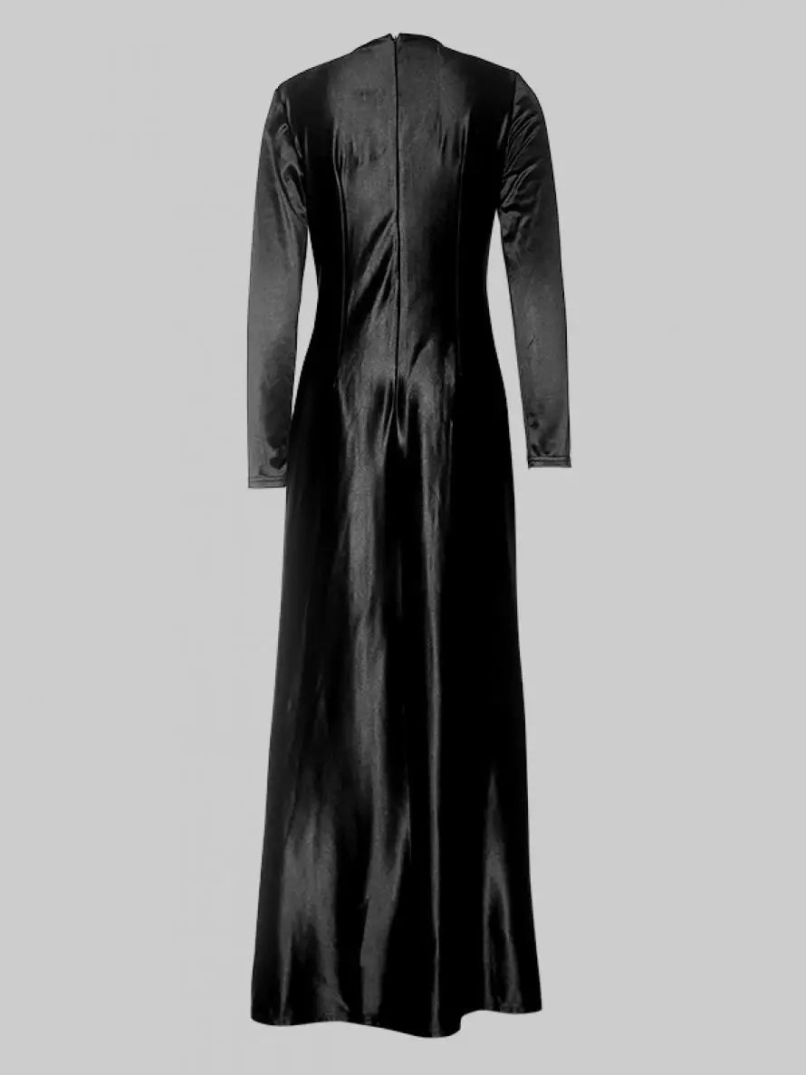 Yeezzi 2024 New Female Tied Waist Deep V-Neck Pleated Prom Banquet Dress Spring Long Sleeves Elegant Party Evening Maxi Dresses