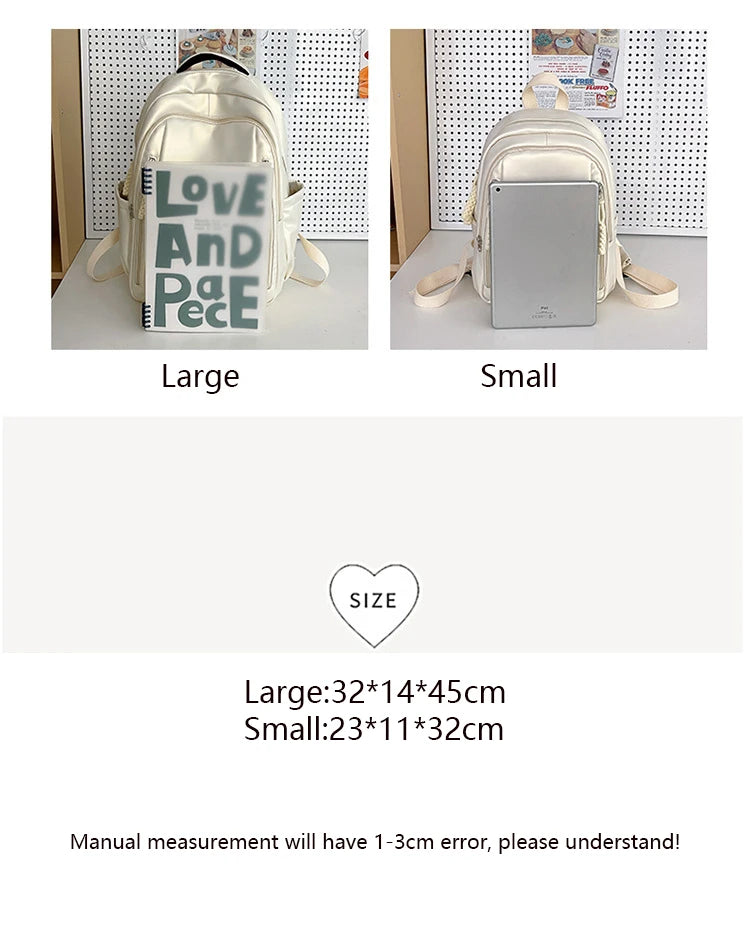 Korean Fashion College Student School Bags Women's New Trendy Casual Glossy Leather Backpacks Versatile Large Capacity Handbags