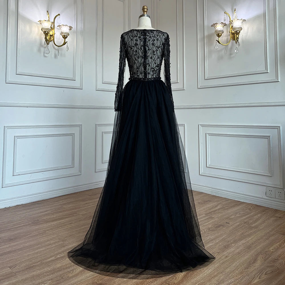 Lilac Long Sleeves Luxury Evening Dresses 2024 Dubai Elegant Diamond Mermaid Beaded Formal Dress Serene Hill LA70341