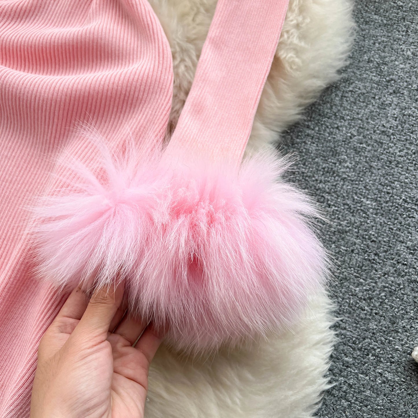 Chic Sexy Halter Bandage Irregular Bodycon Dress Fluffy Long Sleeve Knit Birthday Dress Autumn Winter Pencil Sweater Vestidos