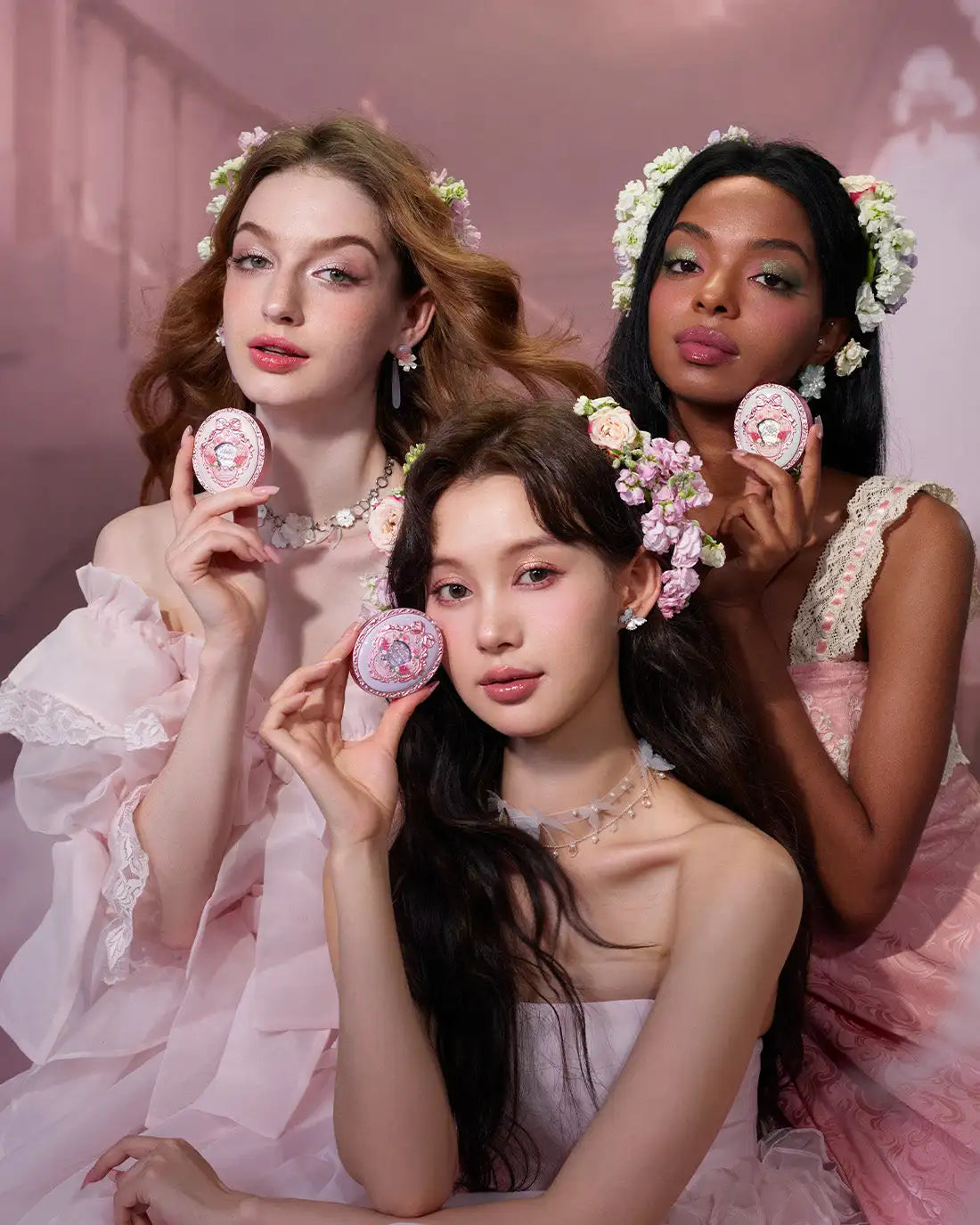 Flower Knows Moonlight Mermaid Strawberry Rococo Swan Ballet Embossed Pattern Gradient Blush Palette Collection