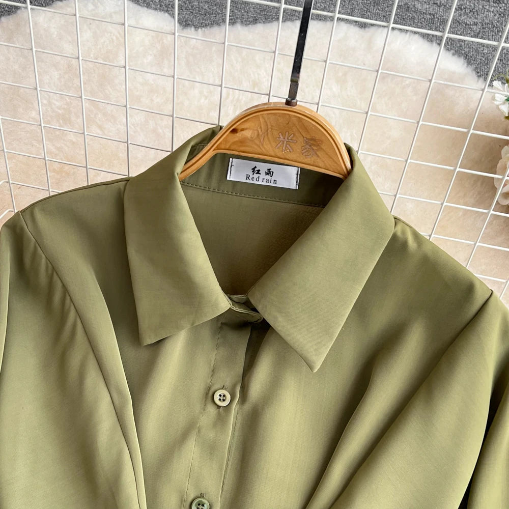 Autumn Women Elegant Casual Solid Shirts Tops Long Sleeve Vintage Party Birthday Blusas Female Chic Outerwear Blouses Clothes