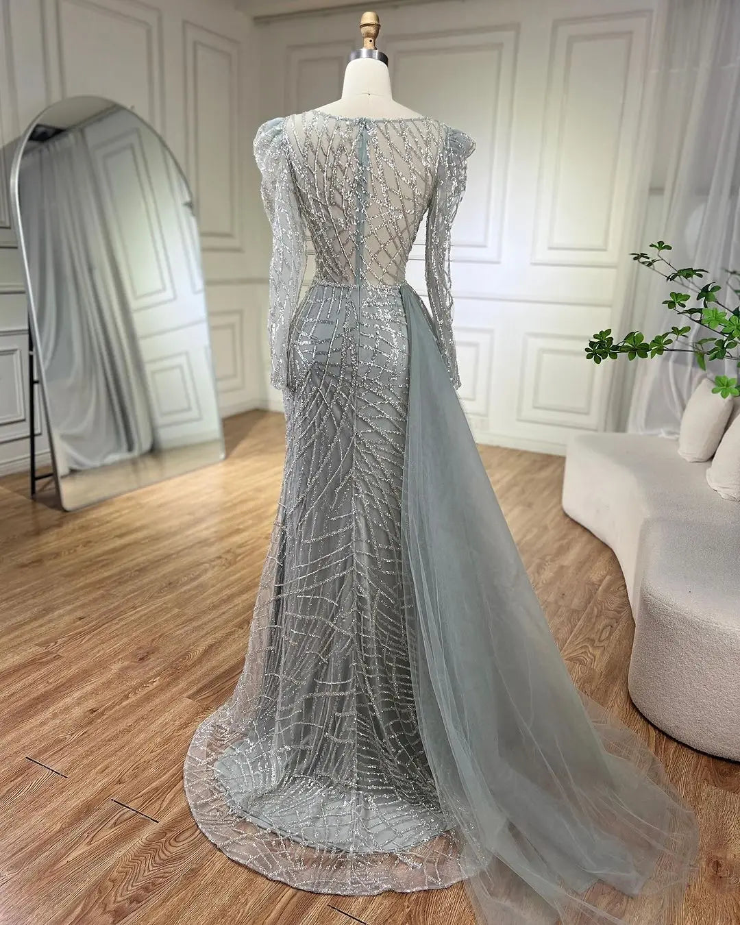SERENE HILL Arabic Muslim Pink Mermaid Luxury Beaded Evening Dresses 2024 Gowns With Skirt For Women Wedding Party GLA72206