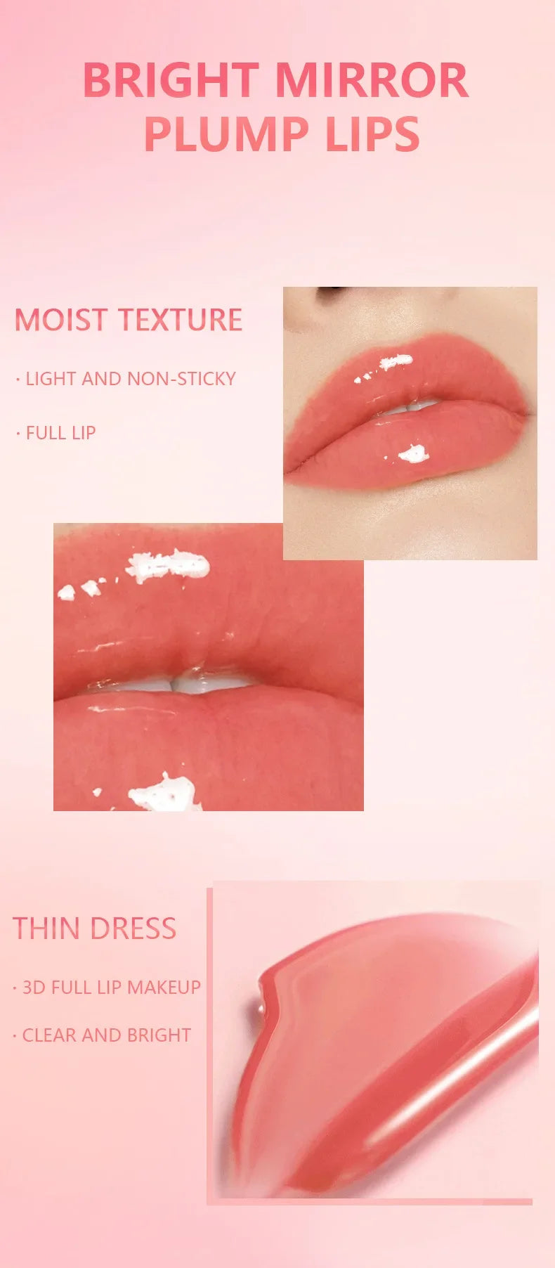 Long-Lasting Waterproof Lipstick High Shine Mirror Pearl Lip Gloss Oil Glitter Gloss Makeup Cosmetic for Women