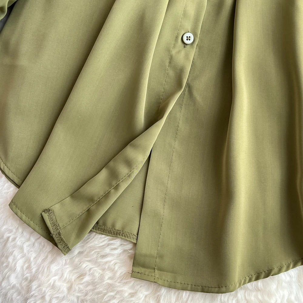 Autumn Women Elegant Casual Solid Shirts Tops Long Sleeve Vintage Party Birthday Blusas Female Chic Outerwear Blouses Clothes