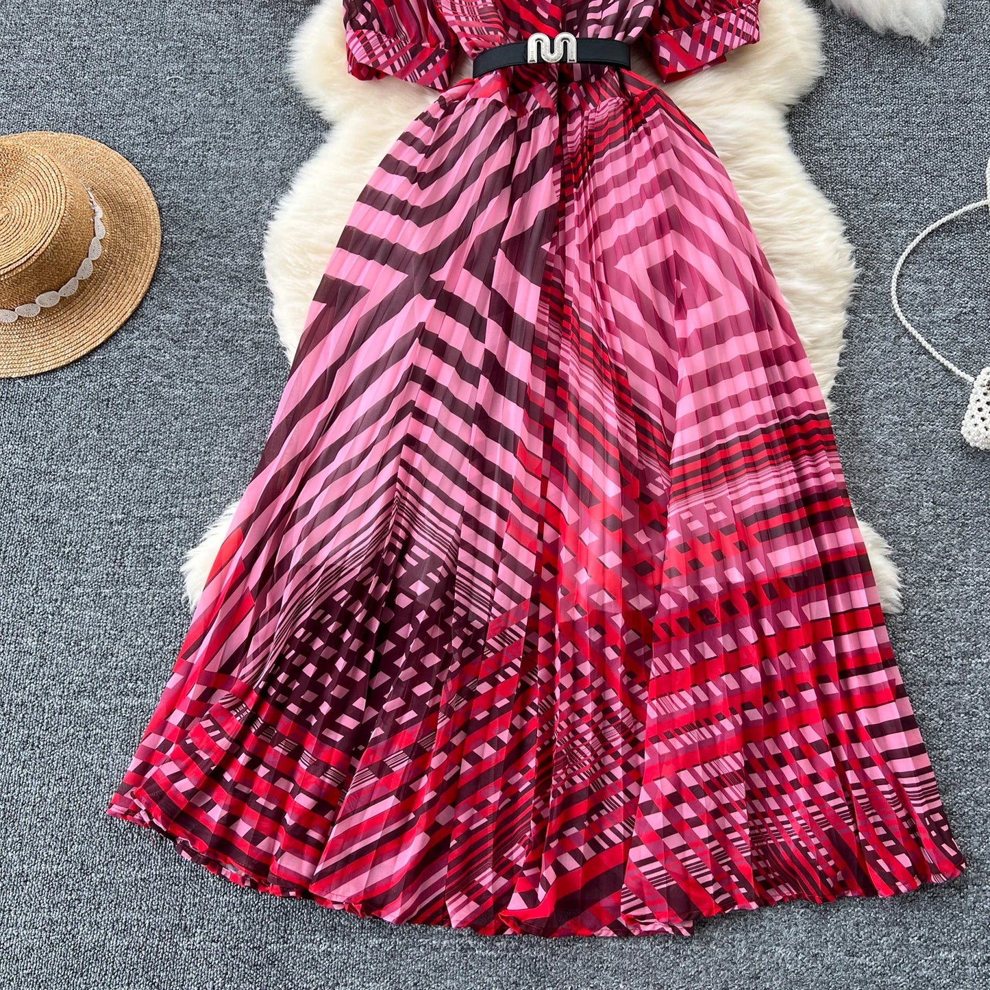 Retro Elegant summer asymmetrical print Dress sashes short Sleeve Vacation Party Women Vestidos dresses