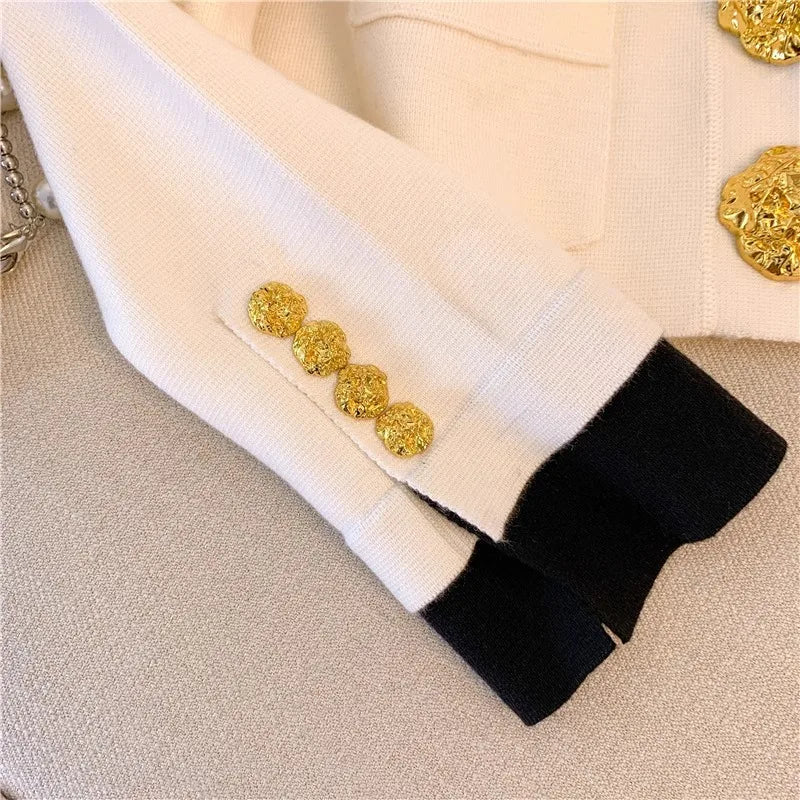 Vintage Trendy V-neck Cardigan for Spring and Autumn New Women Long Sleeve Sweater Jacket Elegant Chic Knitted Thin Coat Female