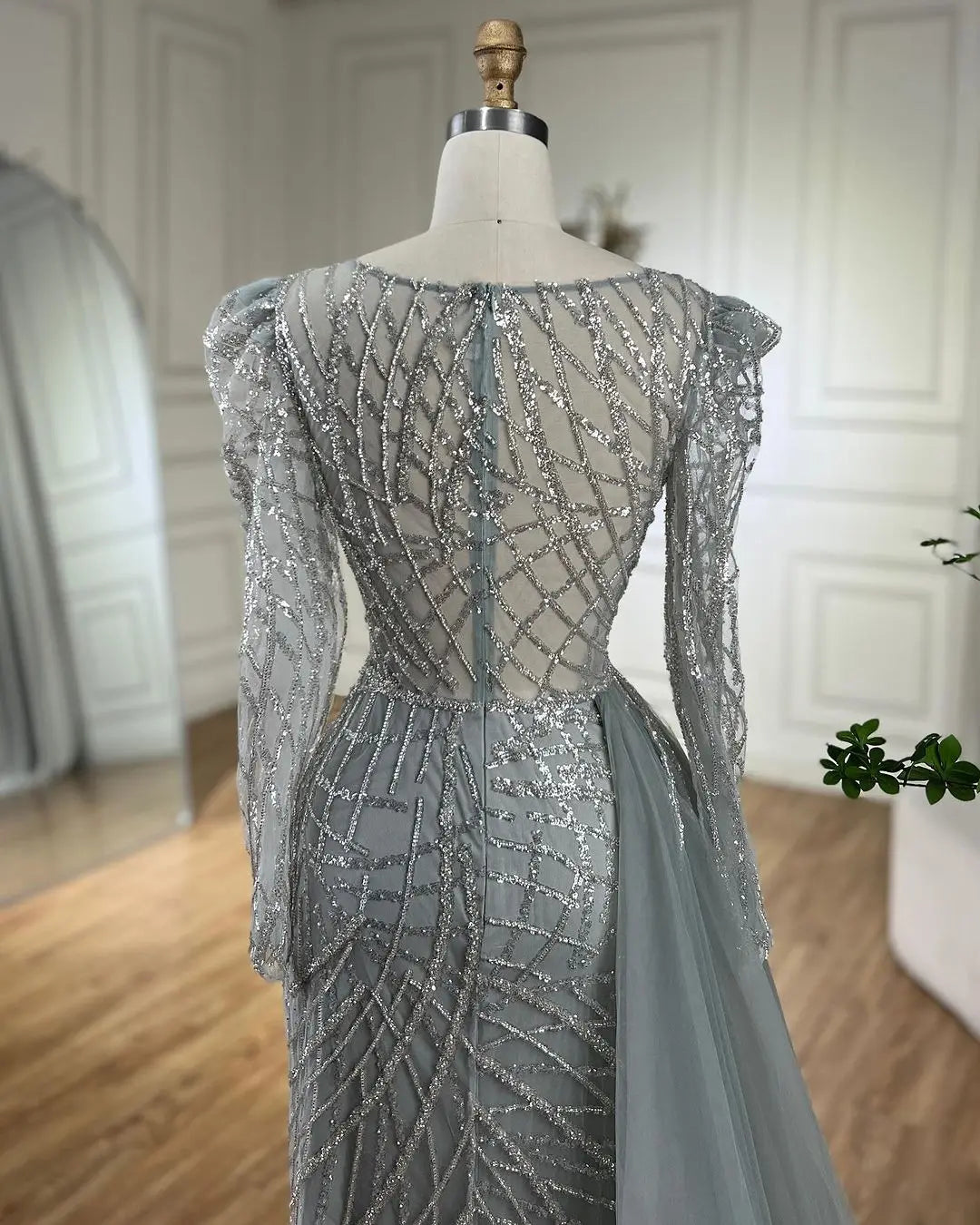 SERENE HILL Arabic Muslim Pink Mermaid Luxury Beaded Evening Dresses 2024 Gowns With Skirt For Women Wedding Party GLA72206