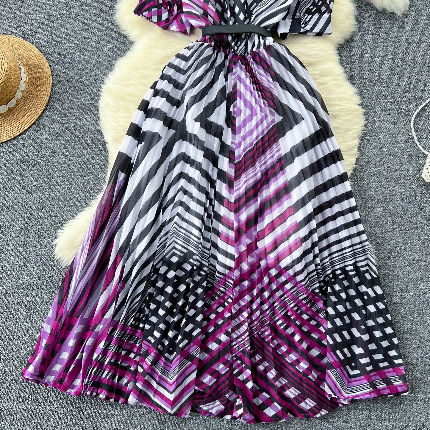 Retro Elegant summer asymmetrical print Dress sashes short Sleeve Vacation Party Women Vestidos dresses