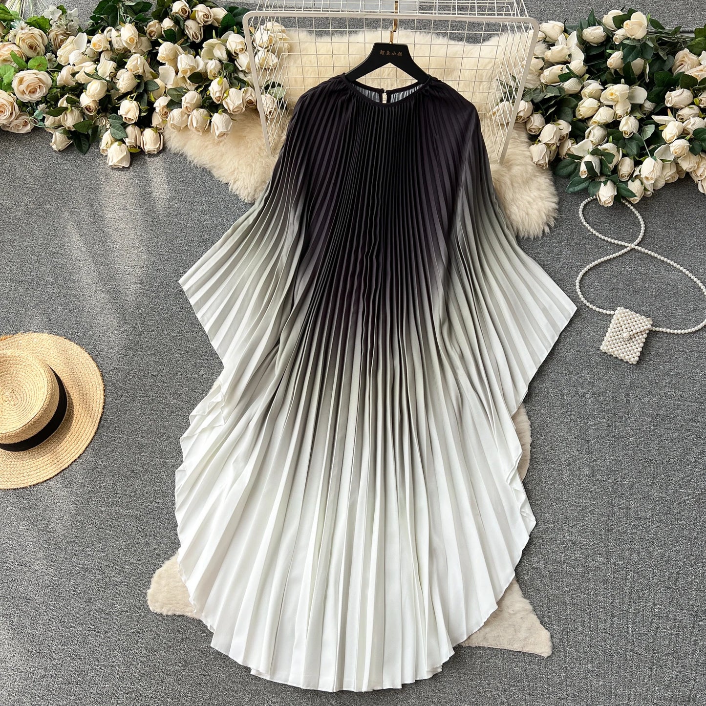 Vintage Print Elegant O-neck Batwing Sleeve Dress A-line Casual Belt Fashion Dress Women Fashion Summer Spring Vestidos