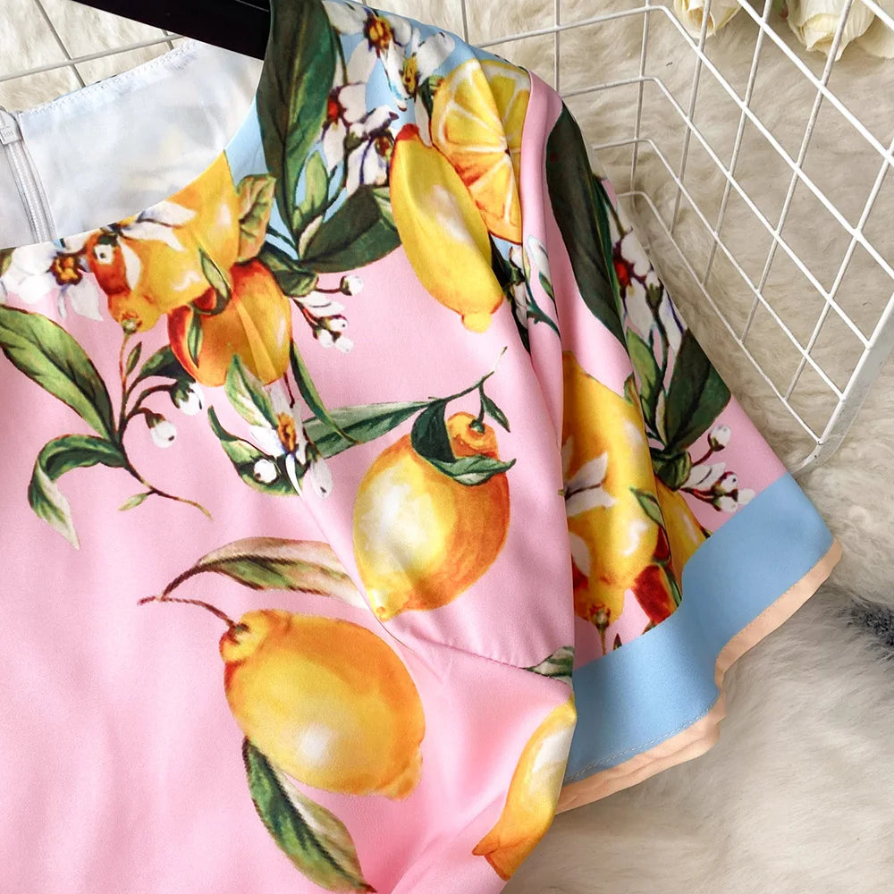 Summer Dresses Fashion Women Clothing 2023 Wedding Party Elegant Vintage Print Dress Round Neck Short Sleeve Straight Mini Dress