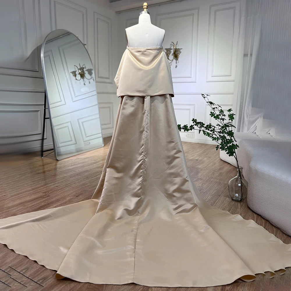 Serene Hill-Sage Green Mermaid Evening Dresses for Women, Strapless, Elegant, Sexy, Beaded, Wedding Party, 2023, BLA72126