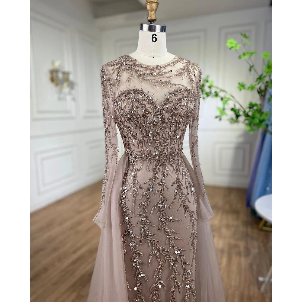 Serene Hill Muslim Green Elegant Mermaid Lace Beaded Luxury Long Evening Dresses Gowns For Women Wedding Party 2024 LA71653L