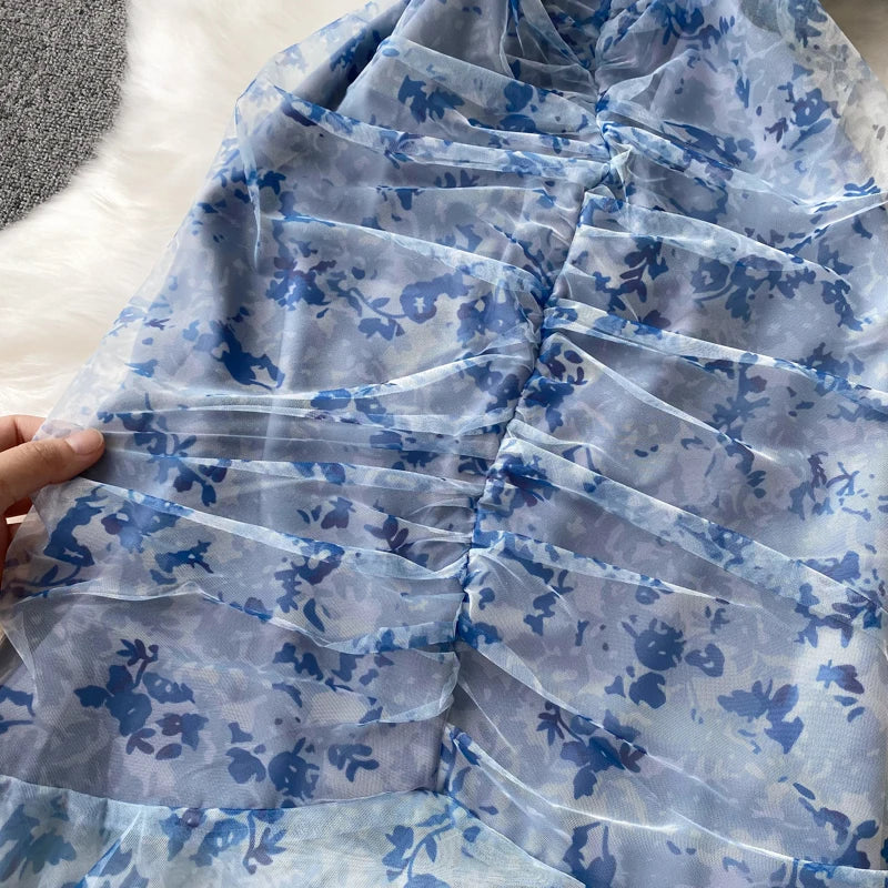 Summer Sexy Vintage Bodycon Women Dress Elegant Solid Print Slim Evening Party Club Prom Dresses Female Mesh Clothes Robe New