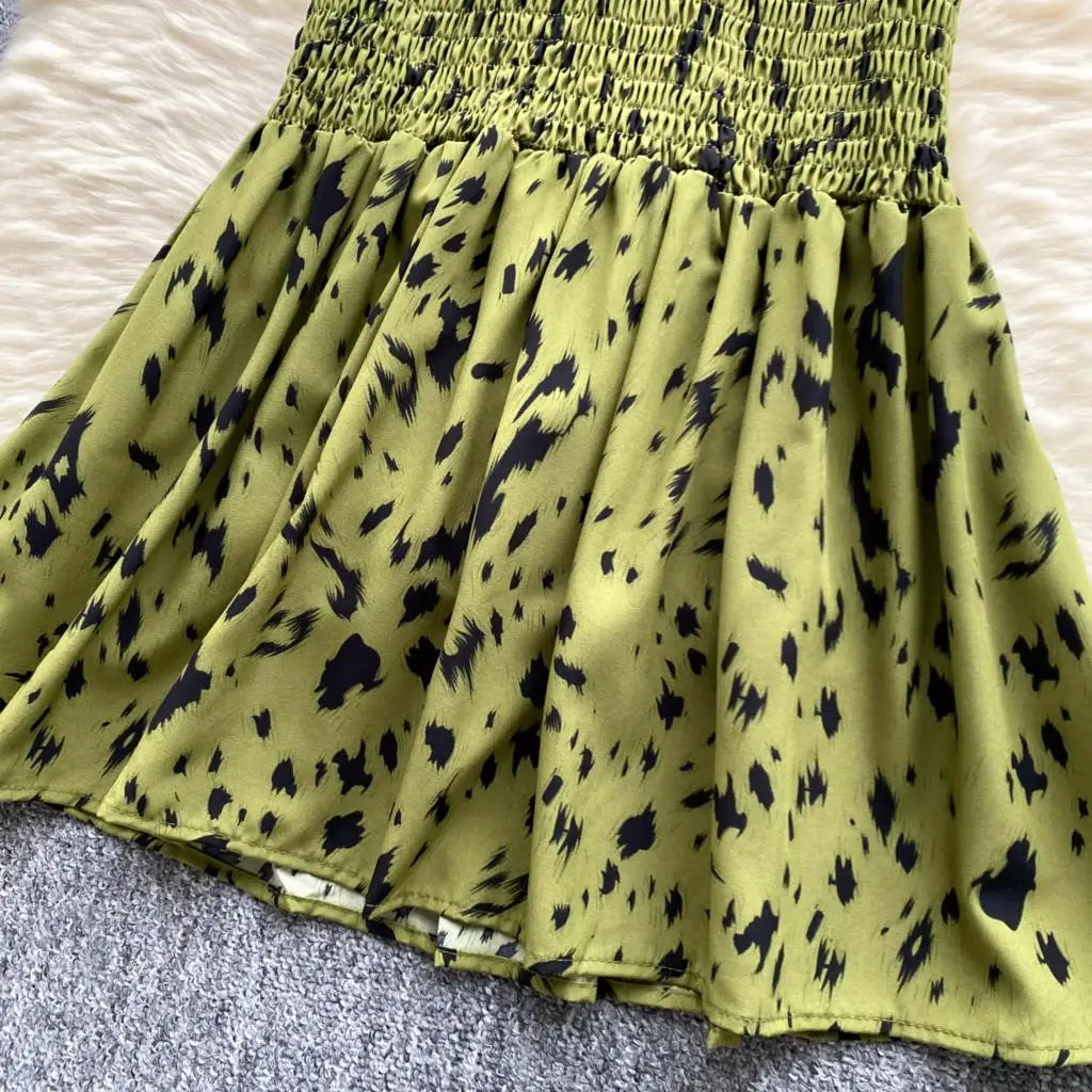 Women Casual Vintage Print Ruffle Long Dress Autumn Elegant V Neck Lantern Sleeve Party Mermaid Dresses Holiday Female Mujer New