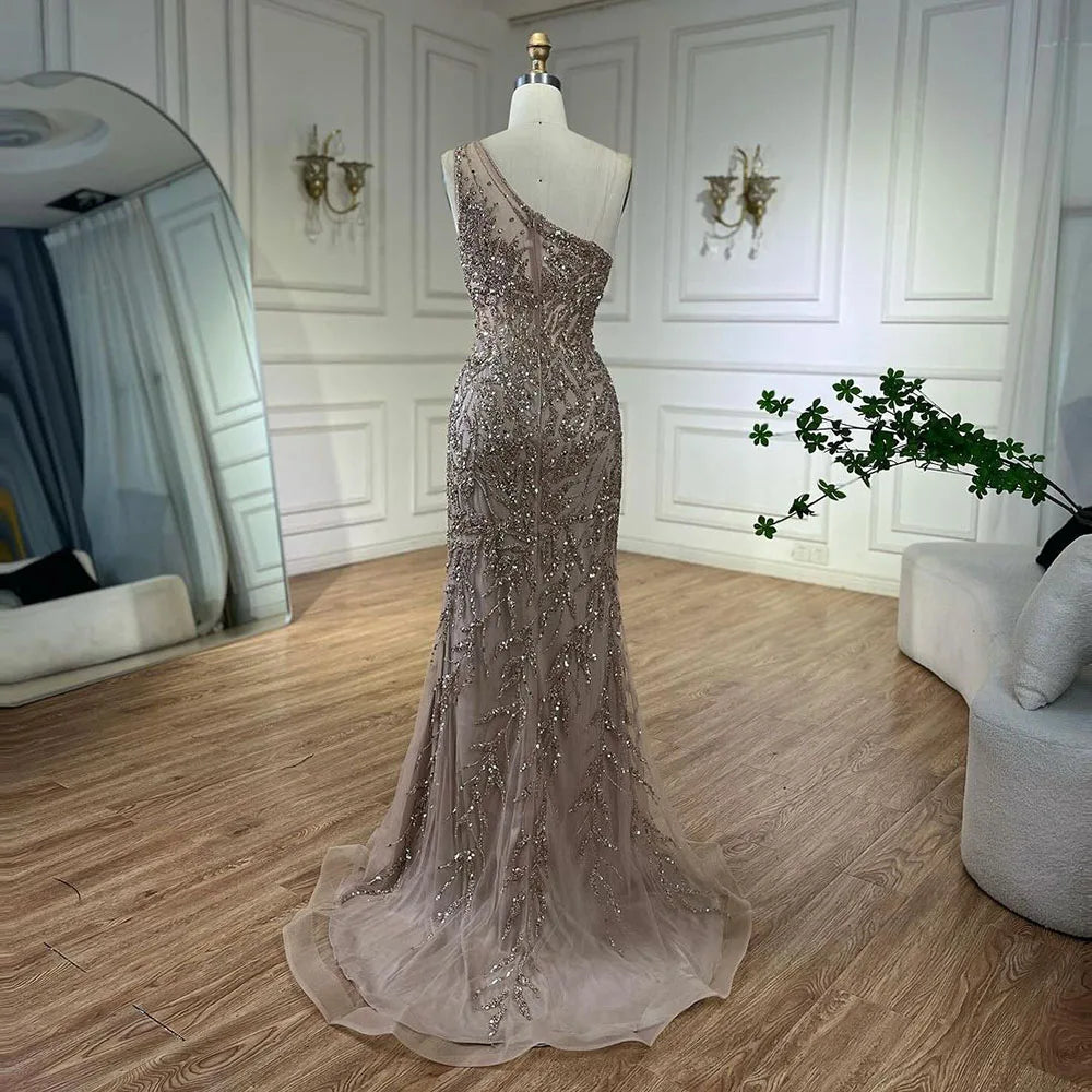 Serene Hill Turquoise Mermaid Elegant With Skirt High Split Evening Dresses Gowns Luxury Beaded Crystal 2024 Women LA71582A