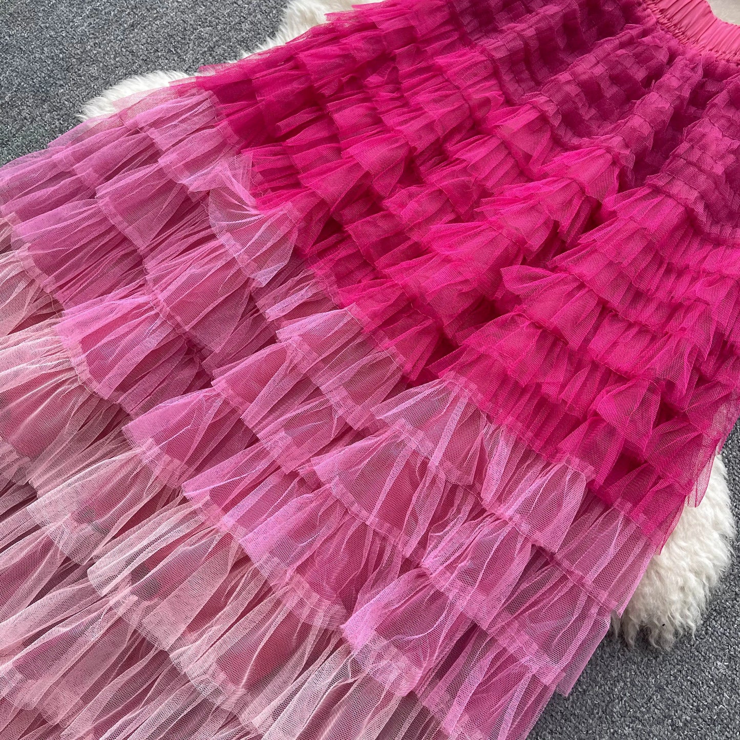 New Women Two Piece Set Summer Three-dimensional Flower Mesh Vest Tank Tops+mesh Long Skirts Fashion Korean Outfits