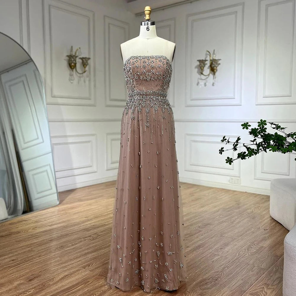 Serene Hill Black Sexy Off the Shoulder Puff Sleeves Evening Dresses Beaded Overskirt Mermaid Party Gown For Women 2023 BLA72002