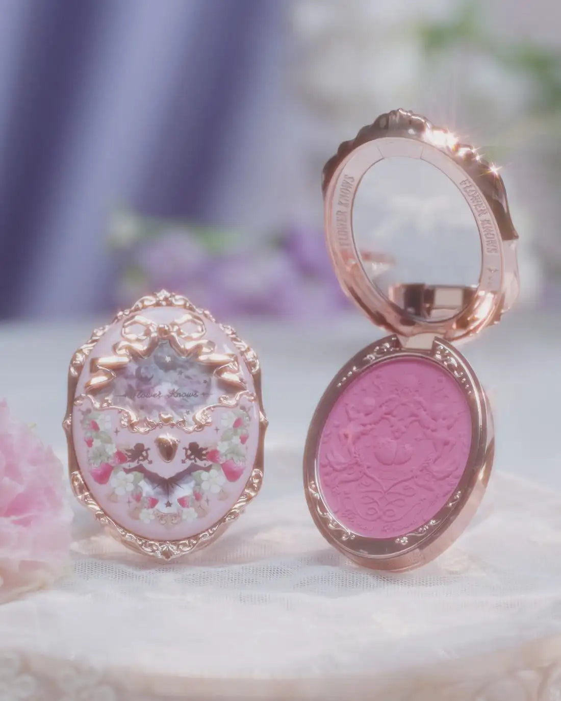 Flower Knows Moonlight Mermaid Strawberry Rococo Swan Ballet Embossed Pattern Gradient Blush Palette Collection