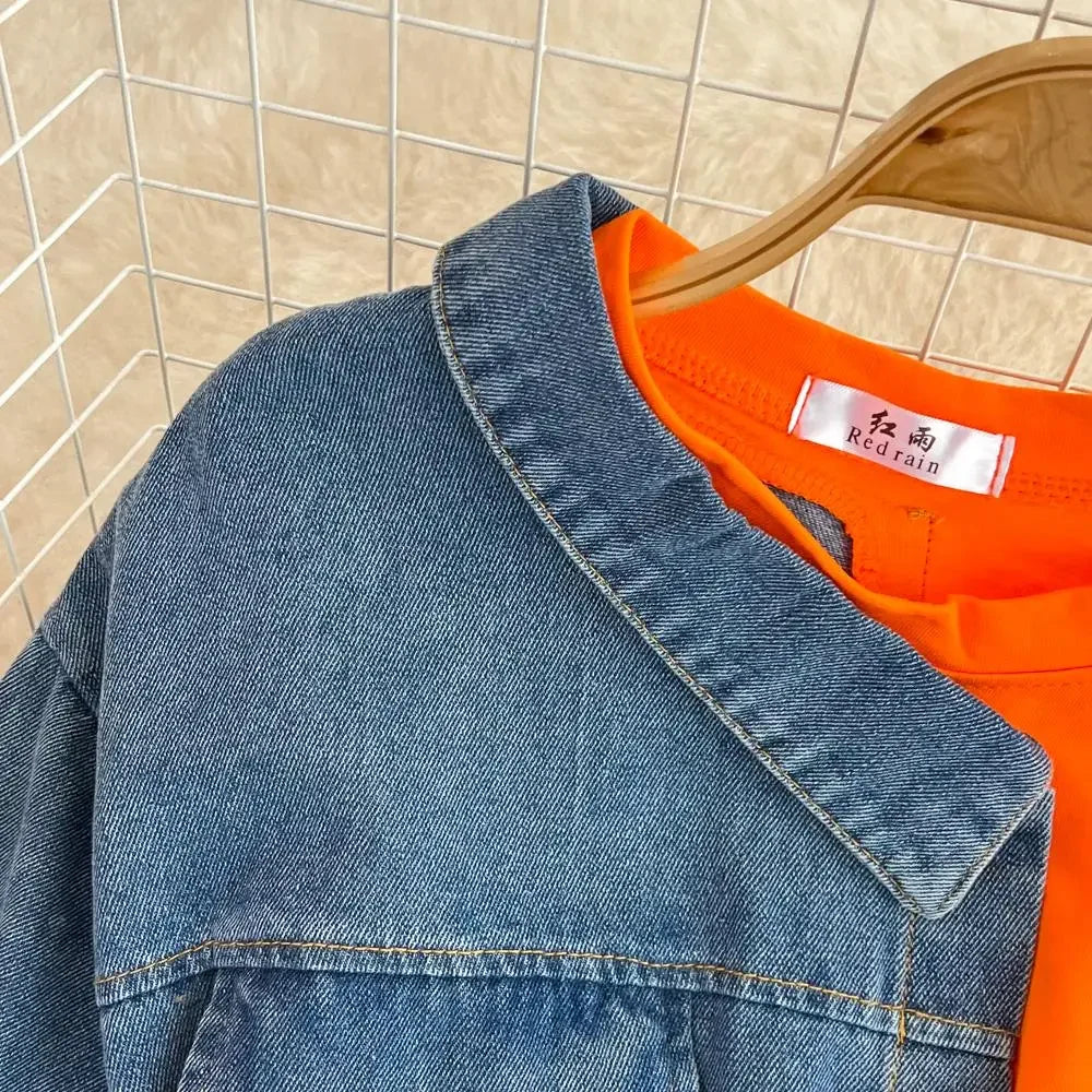 Women Summer Casual T Shirt Short Sleeve Streetwear Patchwork Denim Long Shirts Female O-neck Slim Jeans Tops