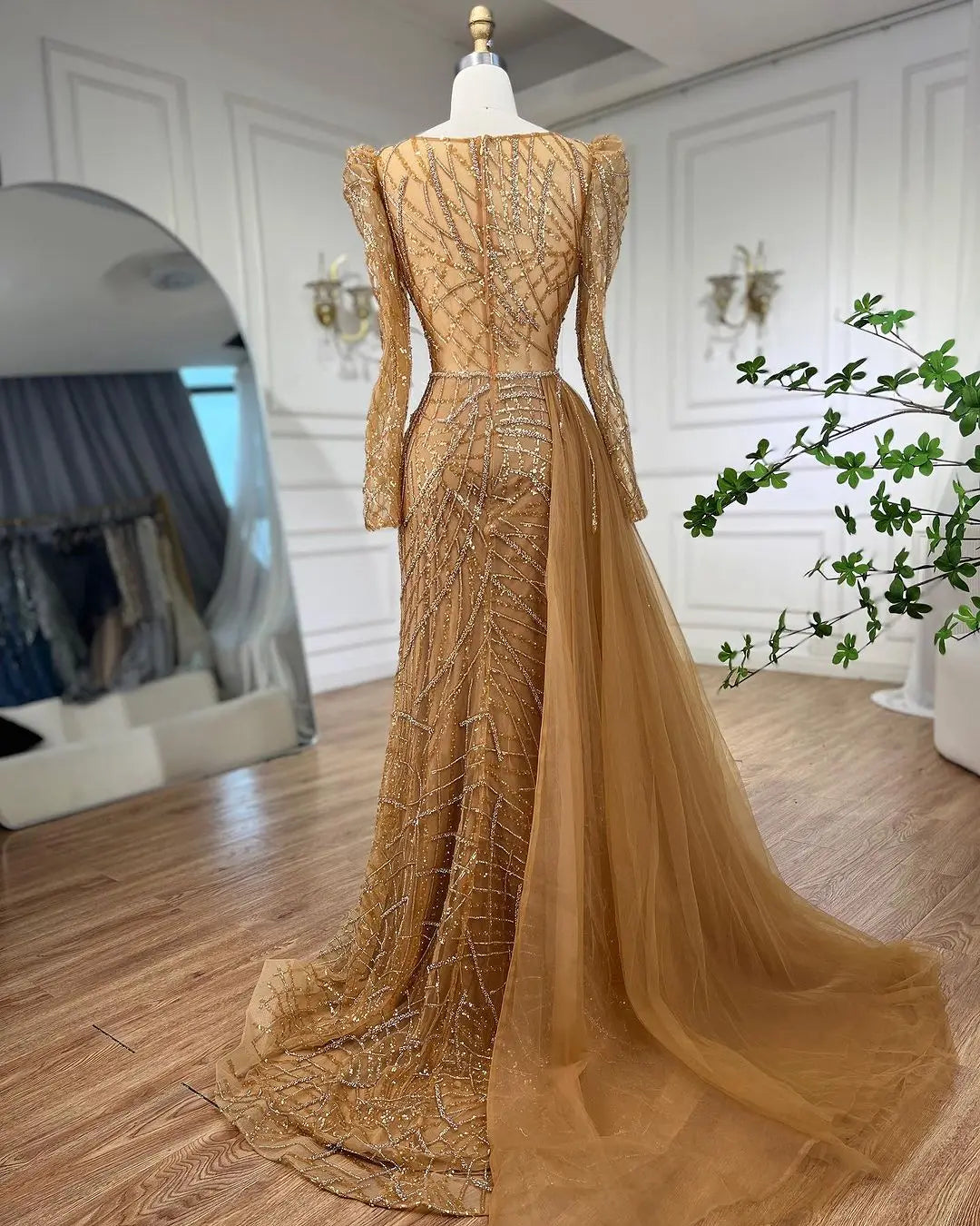 SERENE HILL Arabic Muslim Pink Mermaid Luxury Beaded Evening Dresses 2024 Gowns With Skirt For Women Wedding Party GLA72206