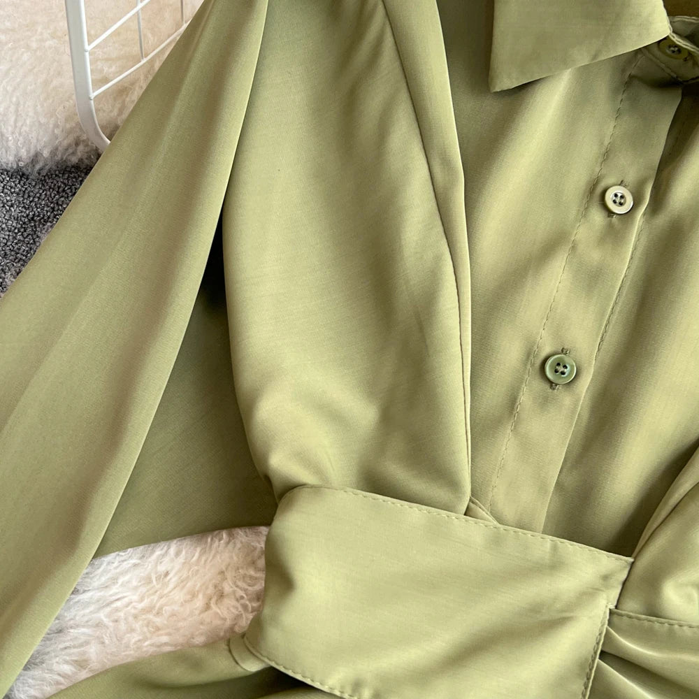 Autumn Women Elegant Casual Solid Shirts Tops Long Sleeve Vintage Party Birthday Blusas Female Chic Outerwear Blouses Clothes