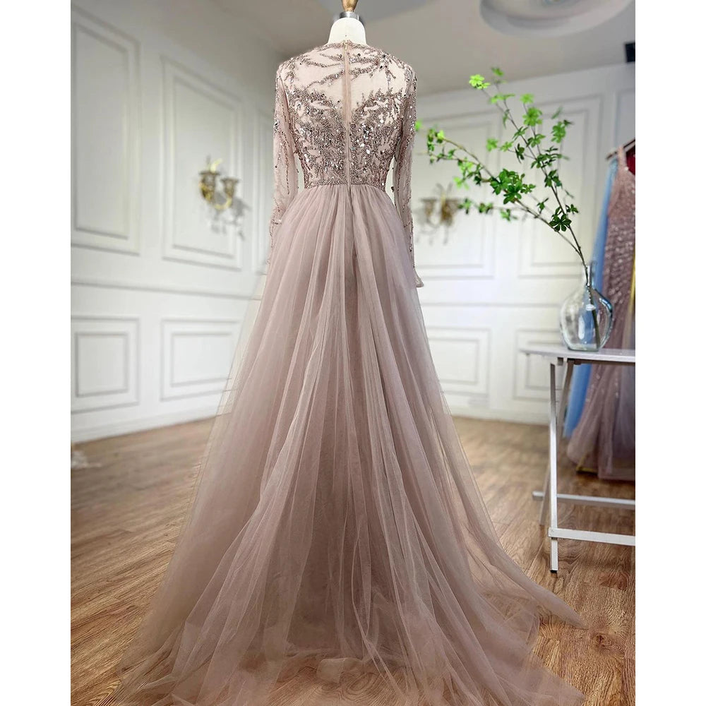 Serene Hill Muslim Green Elegant Mermaid Lace Beaded Luxury Long Evening Dresses Gowns For Women Wedding Party 2024 LA71653L