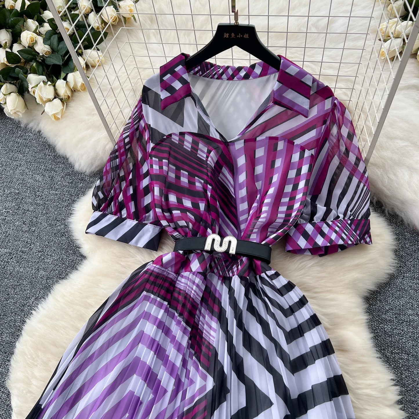 Retro Elegant summer asymmetrical print Dress sashes short Sleeve Vacation Party Women Vestidos dresses